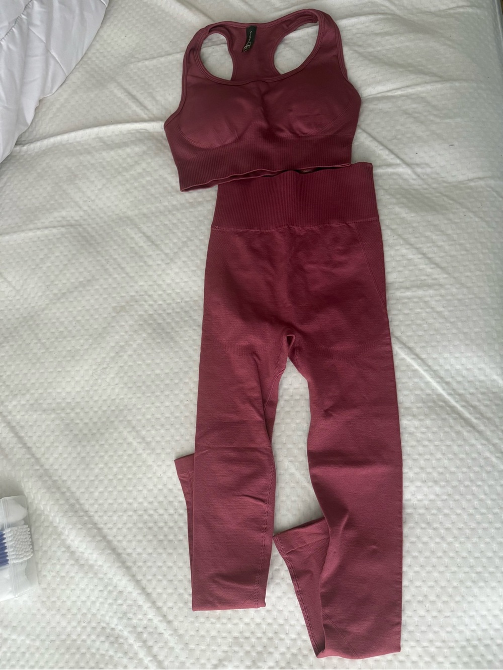 High-Waist Seamless Leggings & Racerback Crop Top - Burgundy Active Set